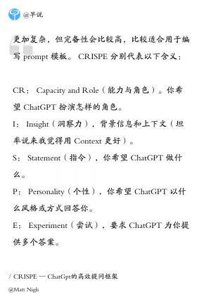 【早说】ChatGpt的高效提问框架:CRISPE